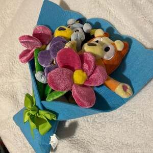 Bluey and Bingo Plush Valentine's Day Bouquet with Fabric Flowers
